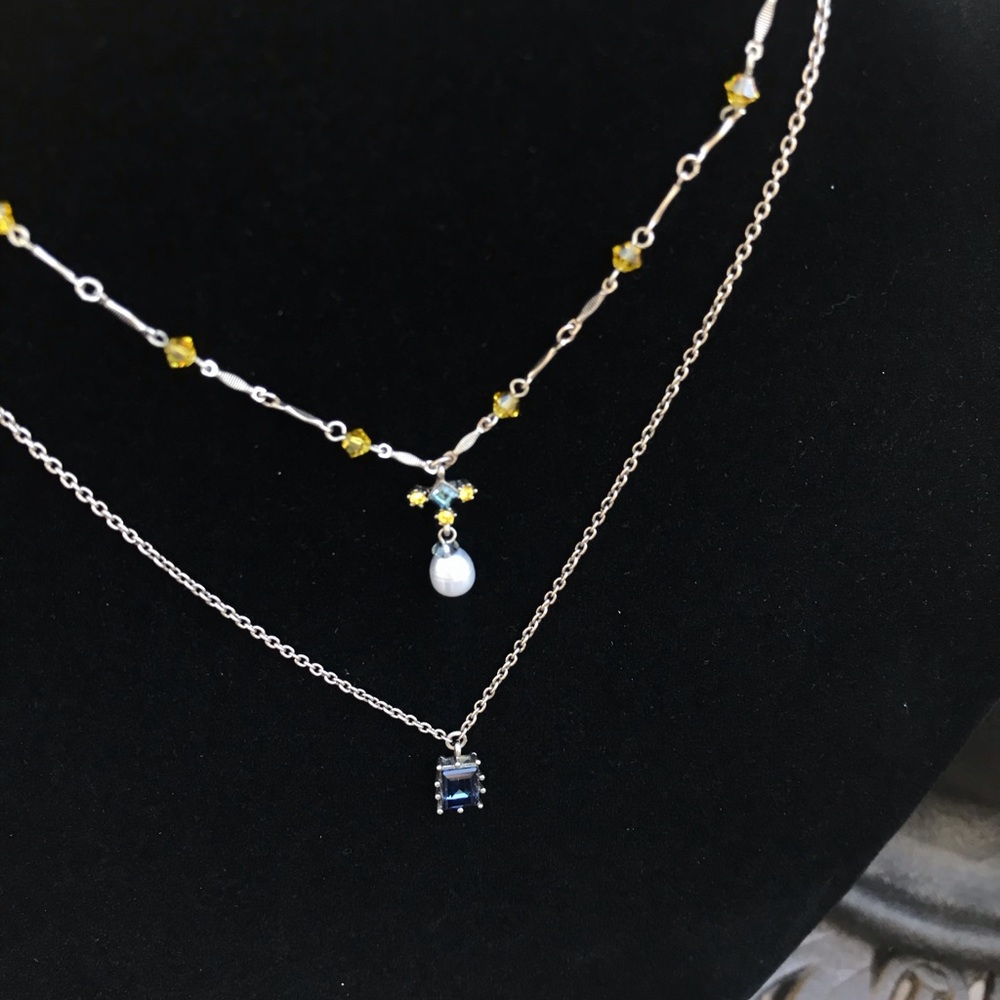 Vintage Y2K Gerard Yosca New York 2 Tiered Necklace matching earrings Set - Picture 4 of 12
